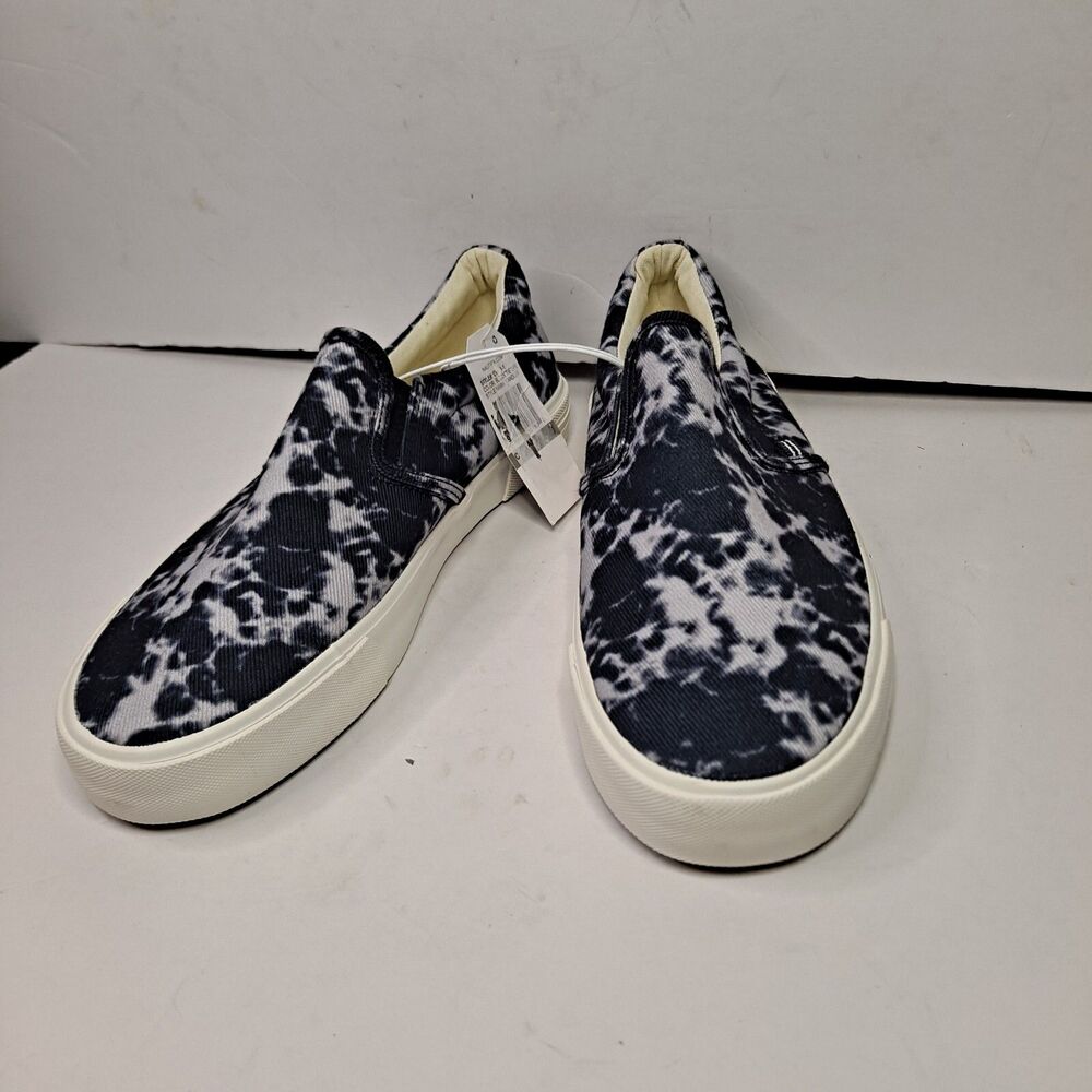 Nautica Men's Candler Sneakers Size 9.5 Black Tie Dye Canvas Slip-on Shoes